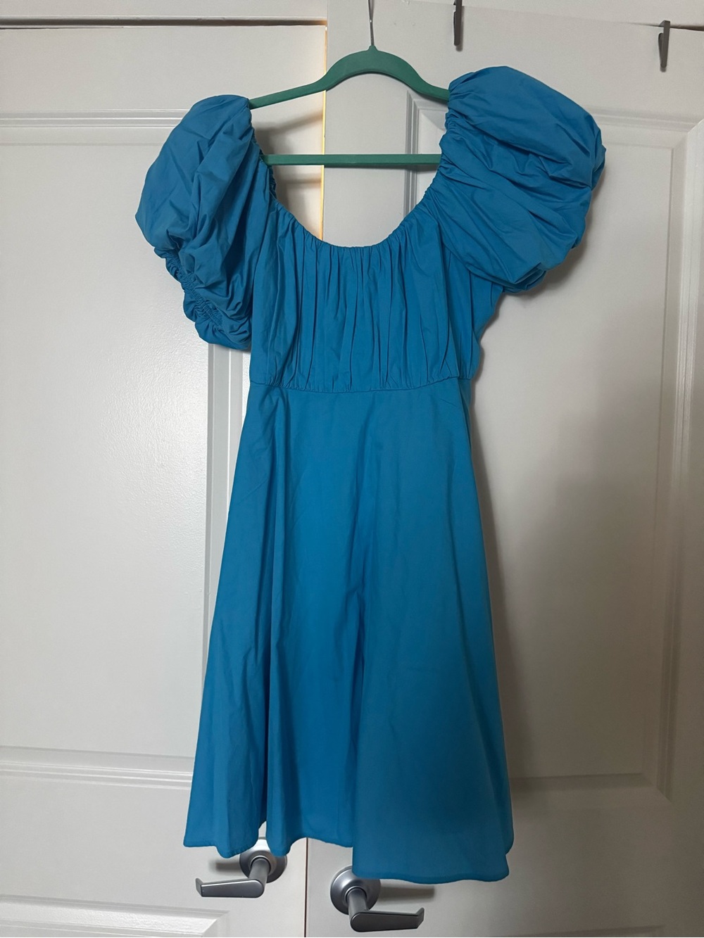 Abercrombie & Fitch Teal Puff-Sleeve A-Line Dress